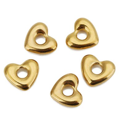 5pcs Stainless Steel Big Hole Love Heart Charms Pendants for