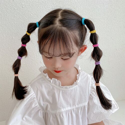 100Pcs/Set Children Girls Hair Bands Candy Color Hair Ties C