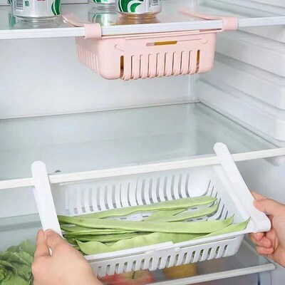 1Pc Refrigerator Storage Basket Flexible Expandable Fridge O