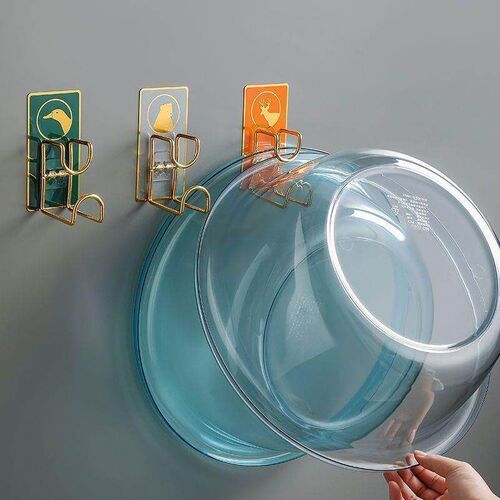 Wall-mounted face basin rack with no-drill adhesive hooks, s