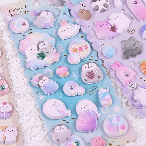 1 p Random Kawaii Cartoon Animals Crystal Deorative 3D Puffy