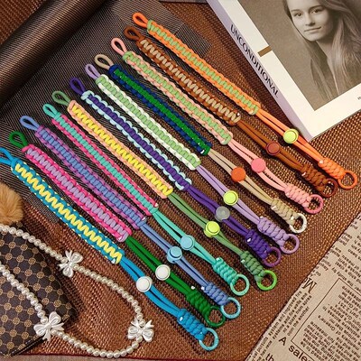 Braided Mobile Phone Lanyard Strap W/Patch Wrist Strap Anti-
