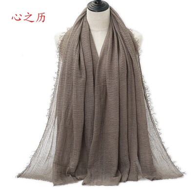 Cotton headscarf wrinkled fur edge womens gauze scarf围巾
