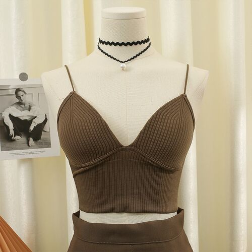 Knitted Binder Chest Woman Tank ops Spaghetti Strap Corset C