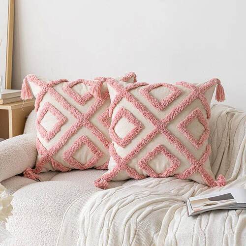 Ins Style Pink Plush Sofa Pillow Case New 45X45 Cushions Cov
