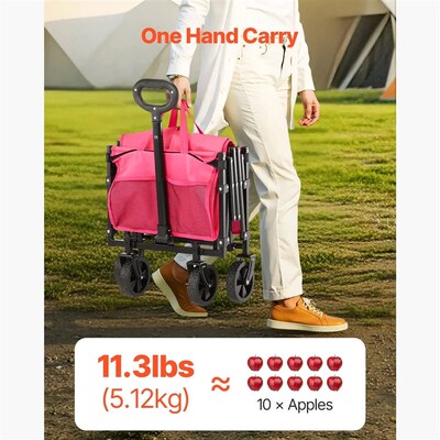 Foldable Trolley Wagons, 120L & 225LBS Capacity, All-Surface