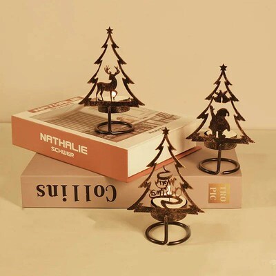 Christmas Iron Candle Holder Santa Claus Elk Xmas ree Candle
