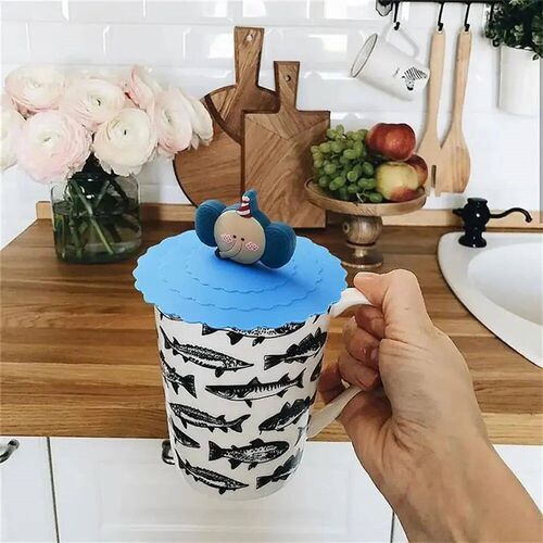 3 Pcs Silicone Drink Cup Lids 10cm Creative Round Mug ver Re