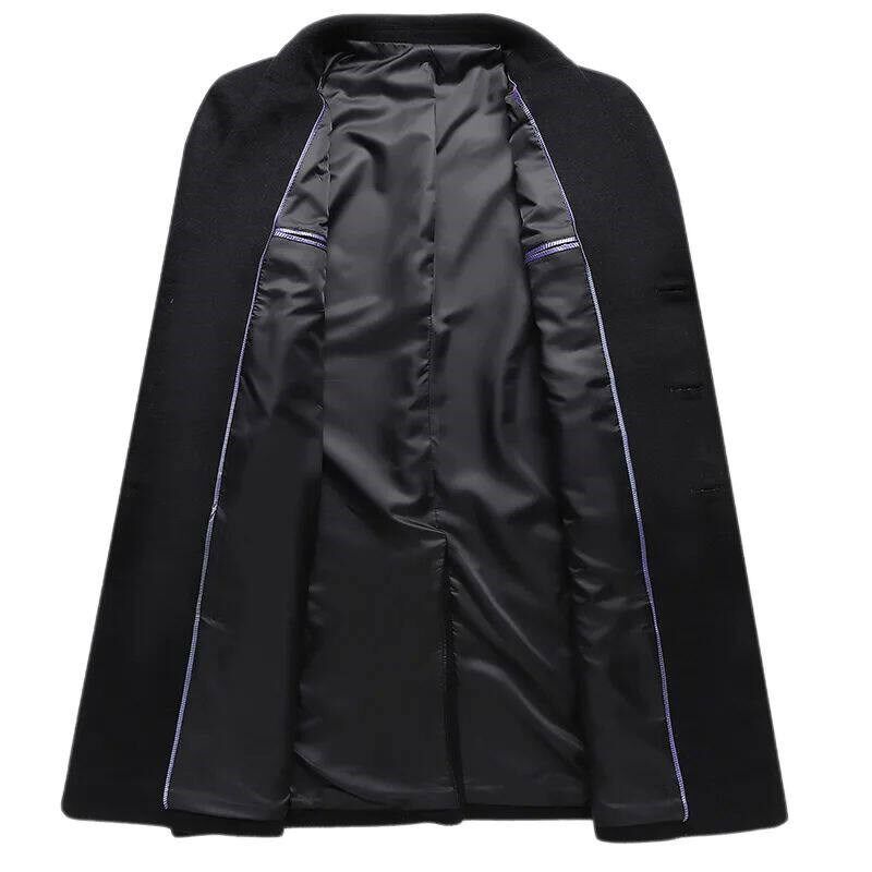Winter Men Coat Wool Thicken Warm Casual Male Trench Coat Bu
