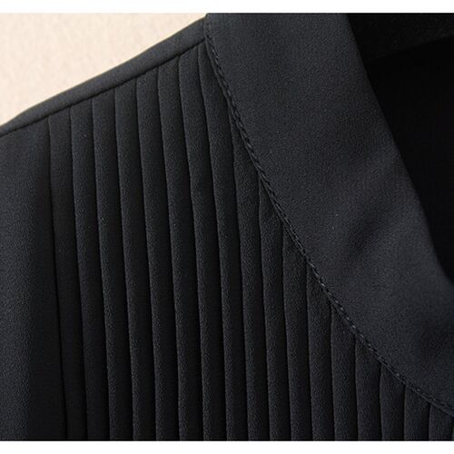 High Quality Women Chiffon Blouse Front Pleated Long Sleeve