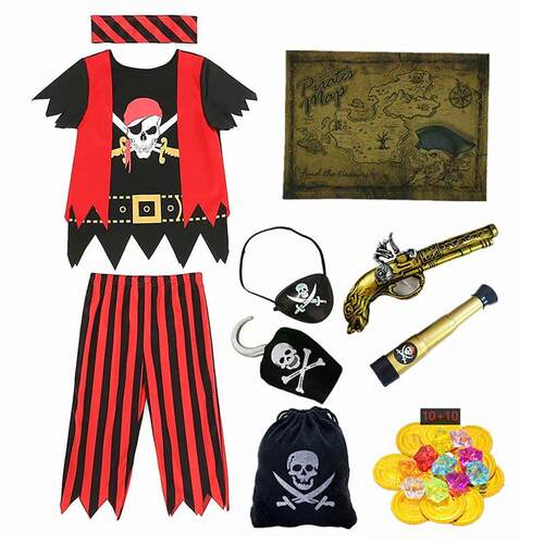 Kids Pirate Costume Captain Jack Pirate Toy Halloween Dress