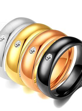 -Ins personality simple stainless steel diamond ring 5mm men