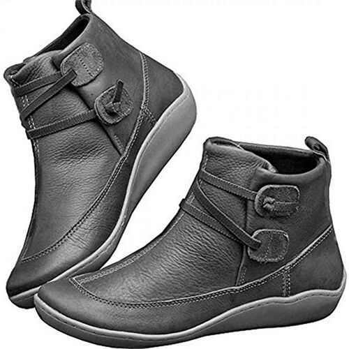 Women Flat Boots Ladies Soft-soled Non-slip Hook Ankle Shoes