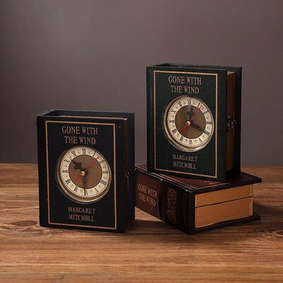 Retro Nostalgic Clock Ornament Model Book Shaped Clock Jewel
