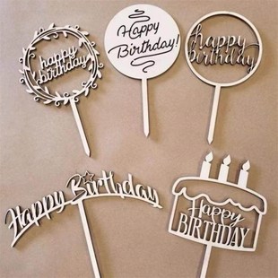 New Wooden Happy Birthday Cake Topper Wood Birthday Party Ca