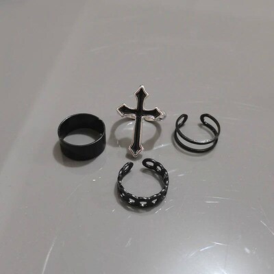 Fashion Women Ring Set Punk Cool Anillos Vintage Simple Blac