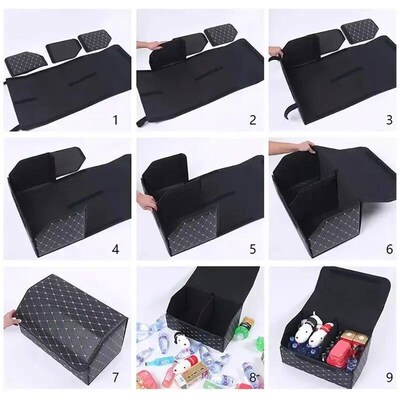 1 30cm Car PU Leather Trunk Storage Box, Portable Foldable S