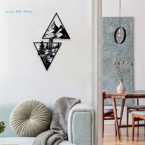 Metal Mountain and Waterfall Sculpture Wall Decor, Metal