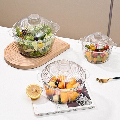 High-Looking Double-Eared Bowl with Lid, Large-Capacity