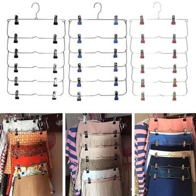 6 Layer Clothes Hangers Multilayer Skirt Trouser Hanger for