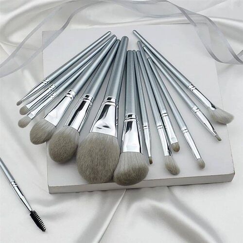 14pcs Silver Makeup Brushes Set Powder Grey Blush Concealer