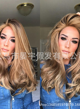 Womens wig chemical fiber high temperature silk medium leng