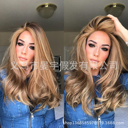 Womens wig chemical fiber high temperature silk medium leng