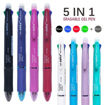 0.7mm Multi Colored Erasable Gel Pen 5 In 1 Blue Black Red G