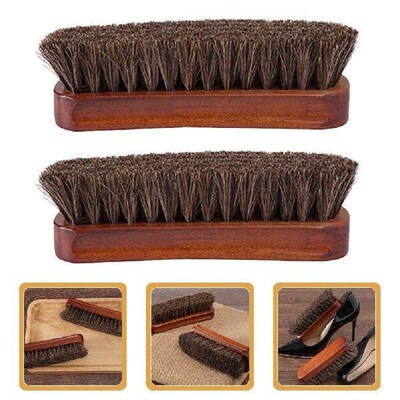 2 Pcs Clean Horse Hair Brush for Shoes Suede Cleaner Kit