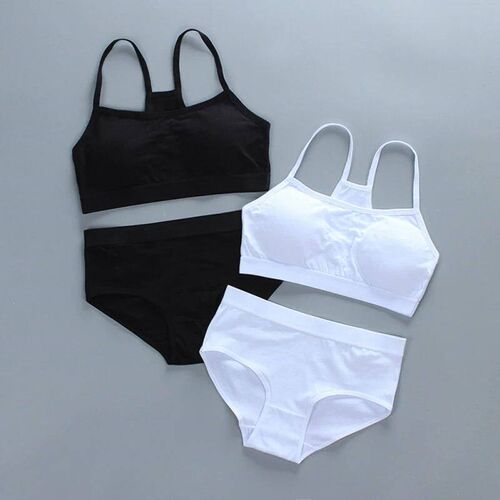 Girls Training Bras Panties Solid Kids Cotton Underwear Sets