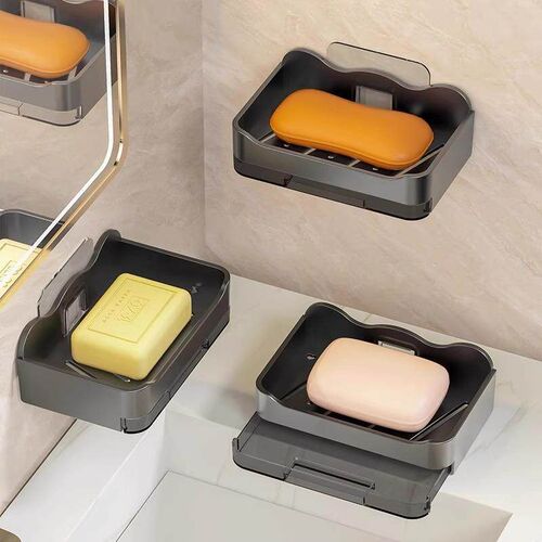 No-drill double-layer soap dish, wall-mounted soap draining