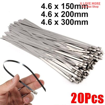 20 Pcs Stainless Steel Metal Cable Ties Exhaust Wrap Coated