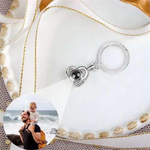 Personalized Photo Projection Keychain Custom Heart Photo Ke