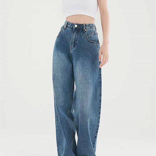 Womens Jeans Baggy Vintage Straight High Waist Jeans Korean