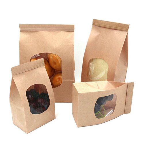 50Pcs Bakery Bags with Clear Window Sealing Grease Proof Kra