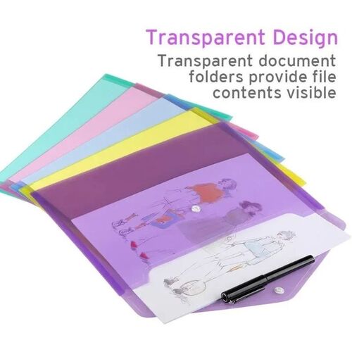 10/5pcs A4 Folders Plastic Envelopes Clear File Folder for D