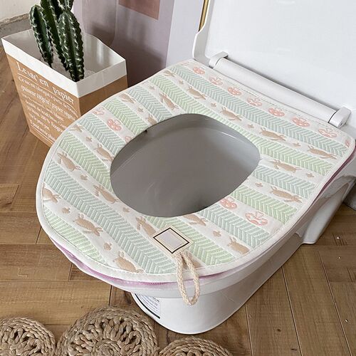 Soft Toilet Seat Cover Bri Time Cotton Gauze Waterproof Zipp