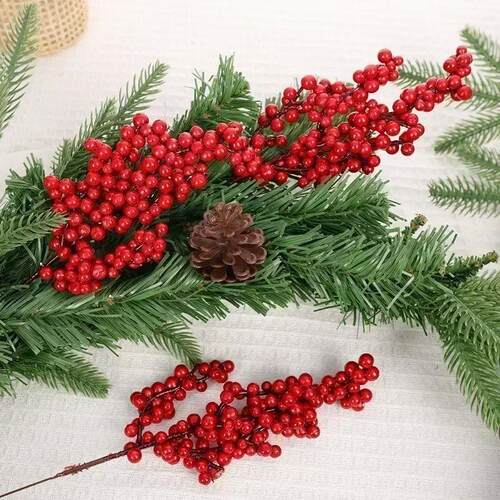 Artificial Berries Christmas Decoration Red Berry Branches f