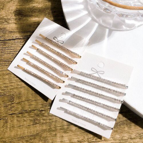 Shiny Rhinestone Metal Hair Clips For Women Fashion Simple G