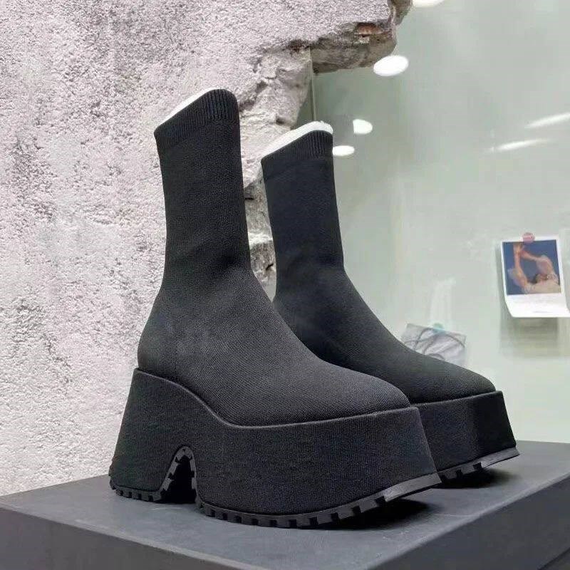 Ankle Super High Heels Chelsea Boots Women Shoes 2023 New Ch图片