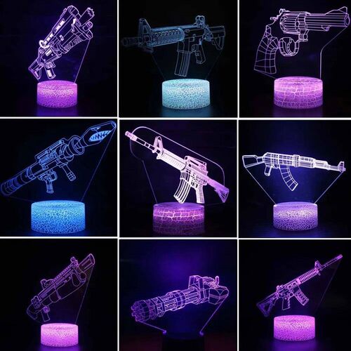 Game Rifle 3d Led Night Light Gaming Desktop Room Decoration