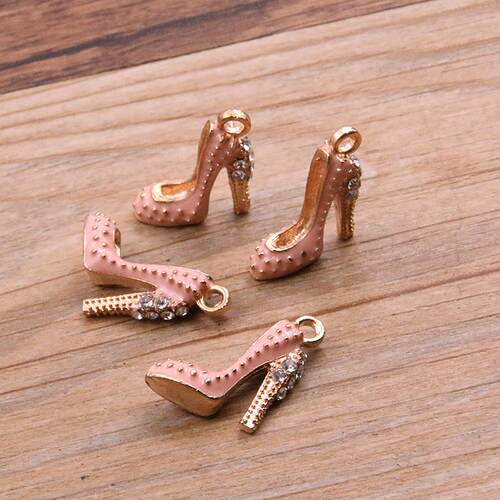 4Pcs 14*18mm Four Color Alloy Metal Drop Oil High Heels Char