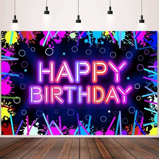 Fluorescence Backdrop Happy Birthday Party Decorations Kids