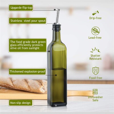 Glass Oil Dispense rOil and Vinegar Cruet Bottle Pourers