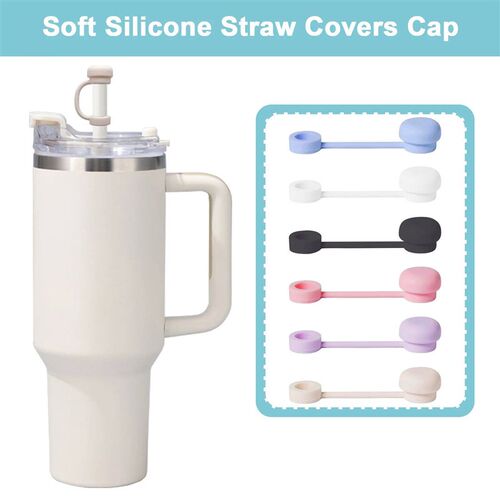 2024Straw Covers Cap Reusable Silicone Straw Toppers For Sta