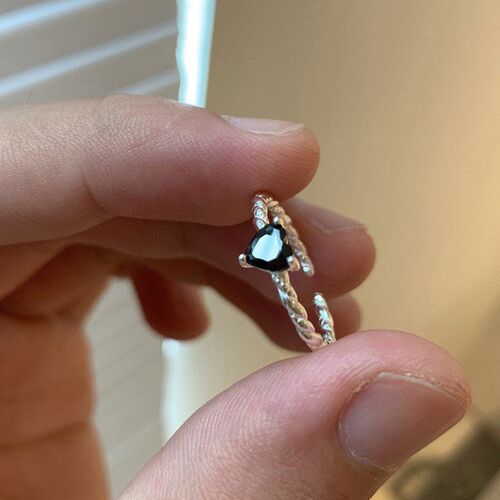 Simple Design Heart Zircon Open Rings For Women Silver Color