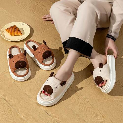 Womens Indoor Soft Home Slippers Summer Cute Capybara Carto