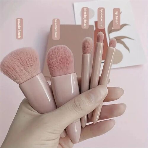 5-Pack Mini Travel Portable Oval Makeup Brush Set - Soft Nyl