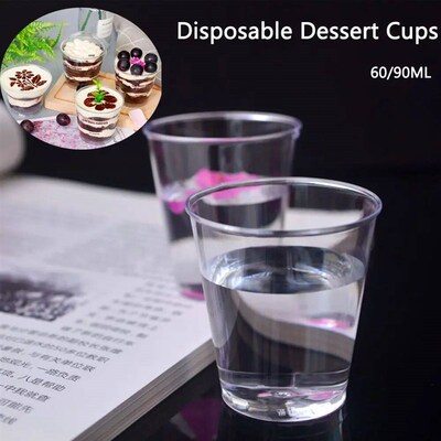 Reusable Transprent Plastic Disposable Dessert Cups Round Pu