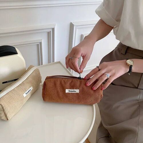 Korean Corduroy Cosmetic Bag Small Makeup Pouch Lady Portabl